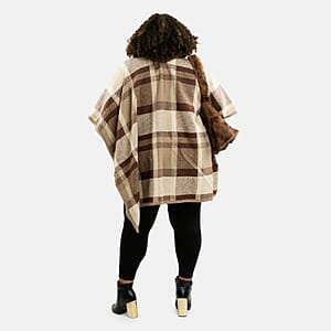 Instyle Khaki Plaid Ruana and Khaki Purse Set - One Size Fits Most