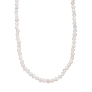 White Moonstone 28.00 ctw Necklace in Rhodium Over Sterling Silver 20 Inches