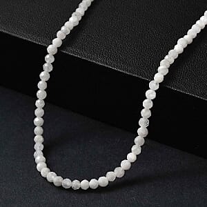 White Moonstone 28.00 ctw Necklace in Rhodium Over Sterling Silver 20 Inches
