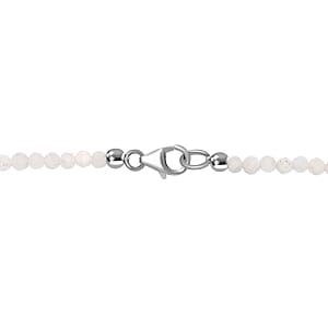 White Moonstone 28.00 ctw Necklace in Rhodium Over Sterling Silver 20 Inches