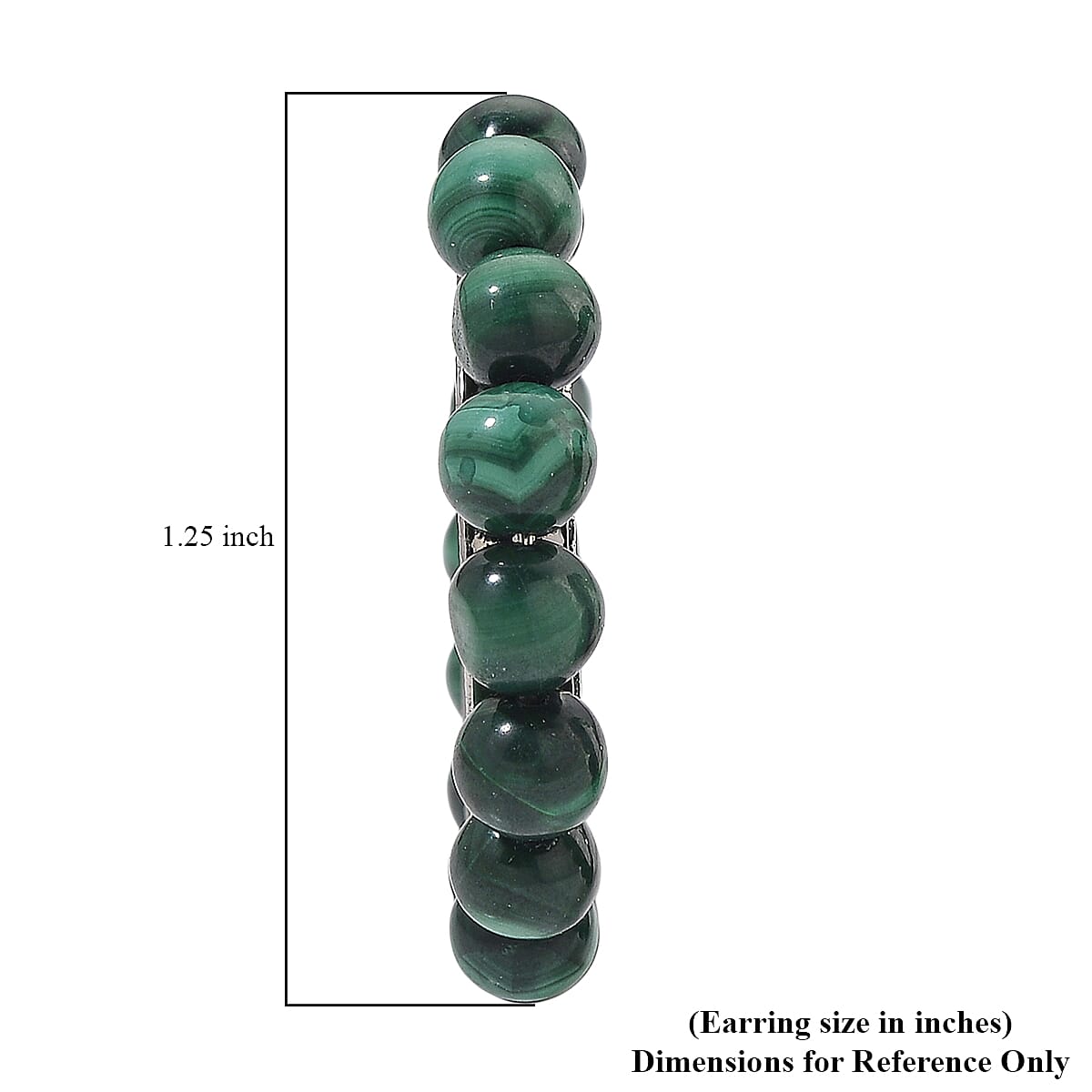 African Malachite 30.00 ctw Beaded Hoop Earrings in Silvertone