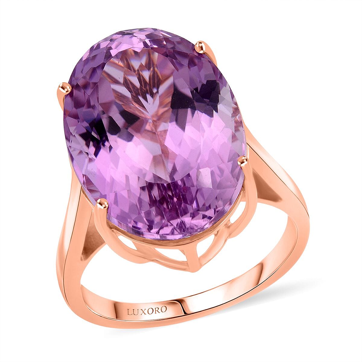 Luxoro AAAA Patroke Kunzite 16.65 ctw Solitaire Ring in 10K Rose Gold (Size 6.0) image number 0