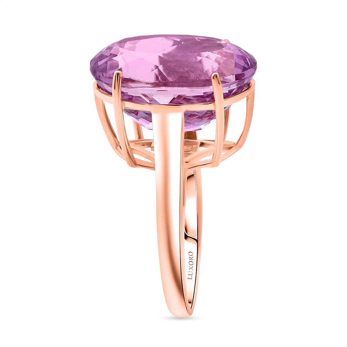 Luxoro AAAA Patroke Kunzite 16.65 ctw Solitaire Ring in 10K Rose Gold (Size 6.0) image number 3