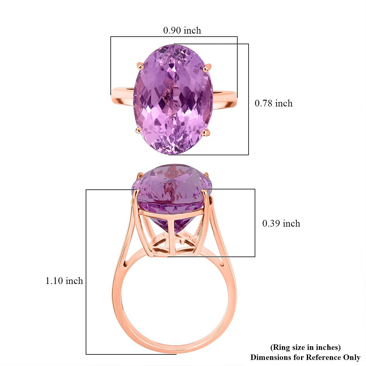 Luxoro AAAA Patroke Kunzite Solitaire Ring in 10K Rose Gold 16.65 ctw (Size 9.0) image number 5