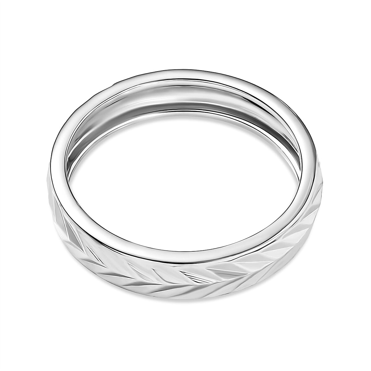 Chevron Band Ring in 950 Palladium (Size 6.0) 2.50 Grams