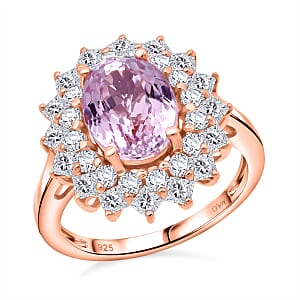D'Joy AAA Patroke Kunzite and Moissanite 4.80 ctw Rose Radiance Ring in 18K Vermeil Rose Gold Over Sterling Silver (Size 10.0)
