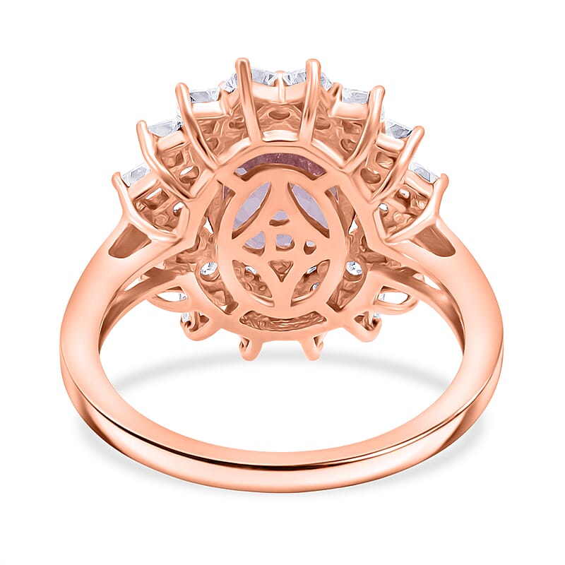 D'Joy AAA Patroke Kunzite and Moissanite 4.80 ctw Rose Radiance Ring in 18K Vermeil Rose Gold Over Sterling Silver (Size 6.0)