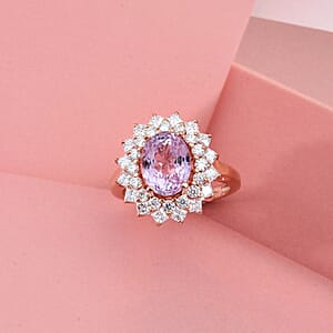 D'Joy AAA Patroke Kunzite and Moissanite 4.80 ctw Rose Radiance Ring in 18K Vermeil Rose Gold Over Sterling Silver (Size 7.0)