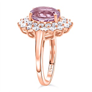 D'Joy AAA Patroke Kunzite and Moissanite 4.80 ctw Rose Radiance Ring in 18K Vermeil Rose Gold Over Sterling Silver (Size 7.0)