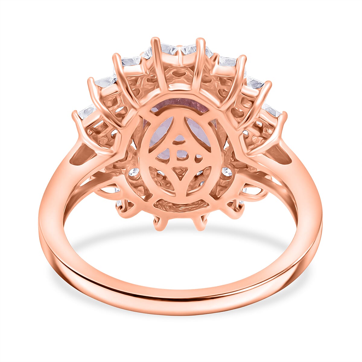D'Joy AAA Patroke Kunzite and Moissanite 4.80 ctw Rose Radiance Ring in 18K Vermeil Rose Gold Over Sterling Silver (Size 8.0) image number 4