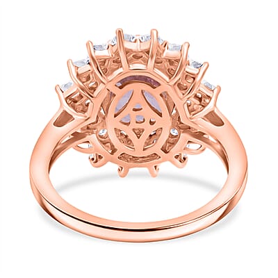D'Joy AAA Patroke Kunzite and Moissanite 4.80 ctw Rose Radiance Ring in 18K Vermeil Rose Gold Over Sterling Silver (Size 8.0)