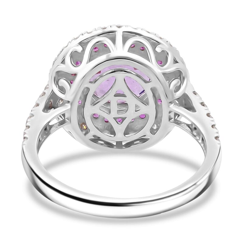 D'Joy AAA Patroke Kunzite and Multi Gemstone 4.80 ctw Starlit Bloom Ring in Vermeil RG and Rhodium Over Sterling Silver (Size 6.0)
