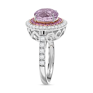 D'Joy AAA Patroke Kunzite and Multi Gemstone 4.80 ctw Starlit Bloom Ring in Vermeil RG and Rhodium Over Sterling Silver (Size 9.0)