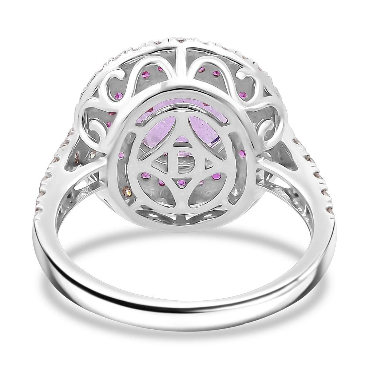 D'Joy AAA Patroke Kunzite and Multi Gemstone 4.80 ctw Starlit Bloom Ring in Vermeil RG and Rhodium Over Sterling Silver (Size 9.0) image number 4