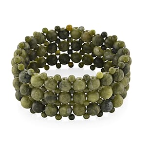 Connemara Marble 290.00 ctw Beaded Stretch Bracelet