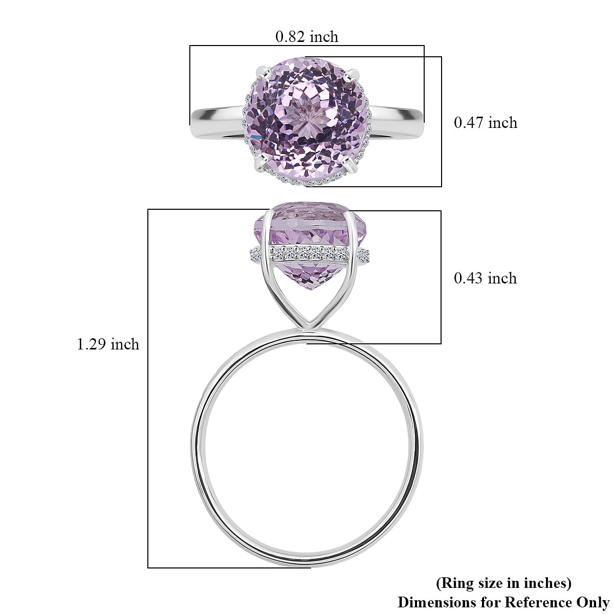 D'Joy AAA Patroke Kunzite and G-H SI Luxuriant Lab Grown Diamond 5.50 ctw Hidden Halo Ring in Rhodium Over Sterling Silver (Size 7.0) image number 5