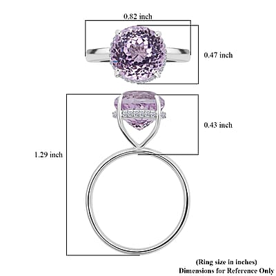 AAA Patroke Kunzite, Luxuriant Lab Grown Diamond (G-H, SI) Halo Ring in Rhodium Over Sterling Silver 5.50 ctw (Size 9.0)