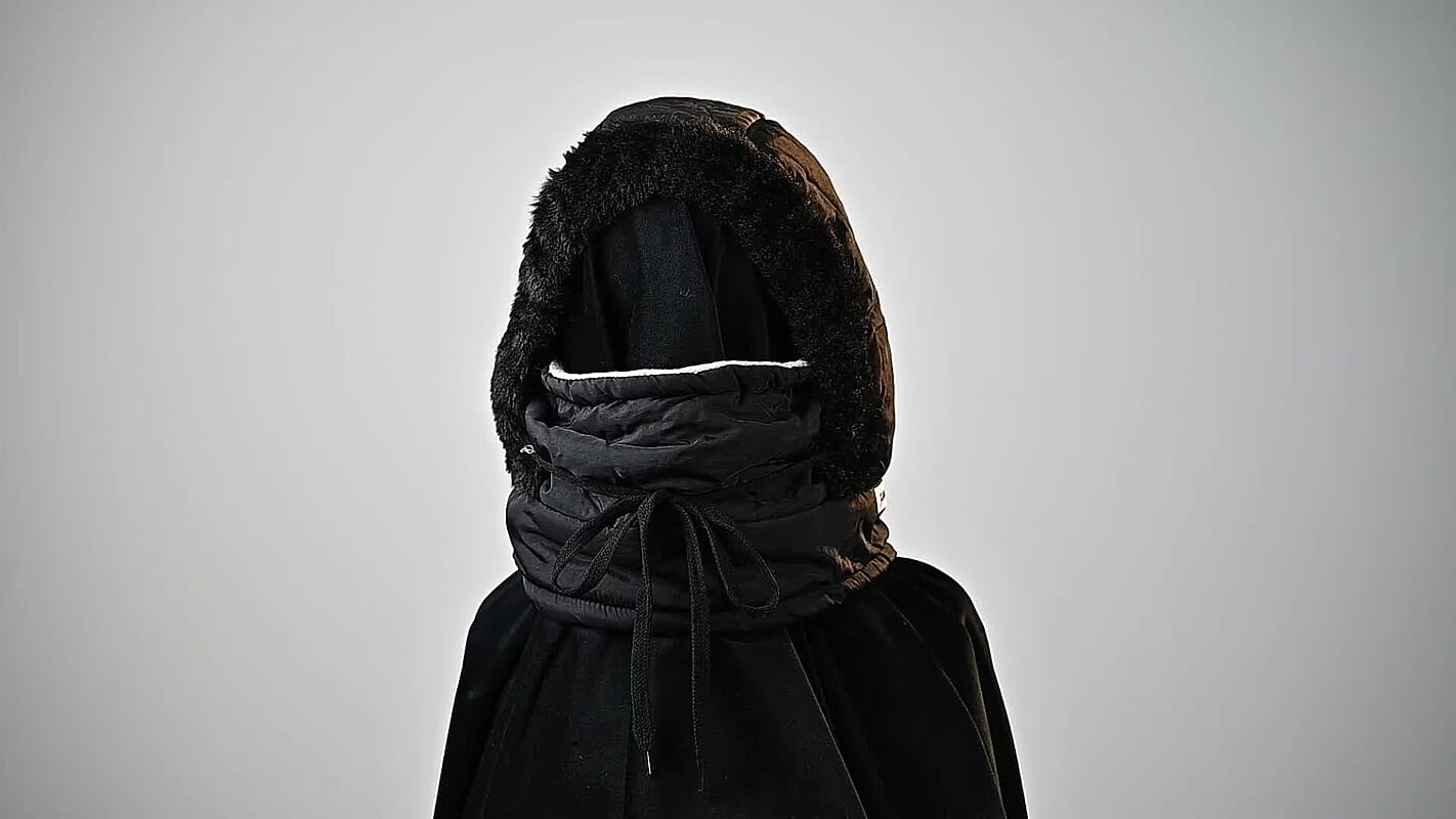 Tamsy Black Winter Hat with Face Mask (22.83"–23.62")