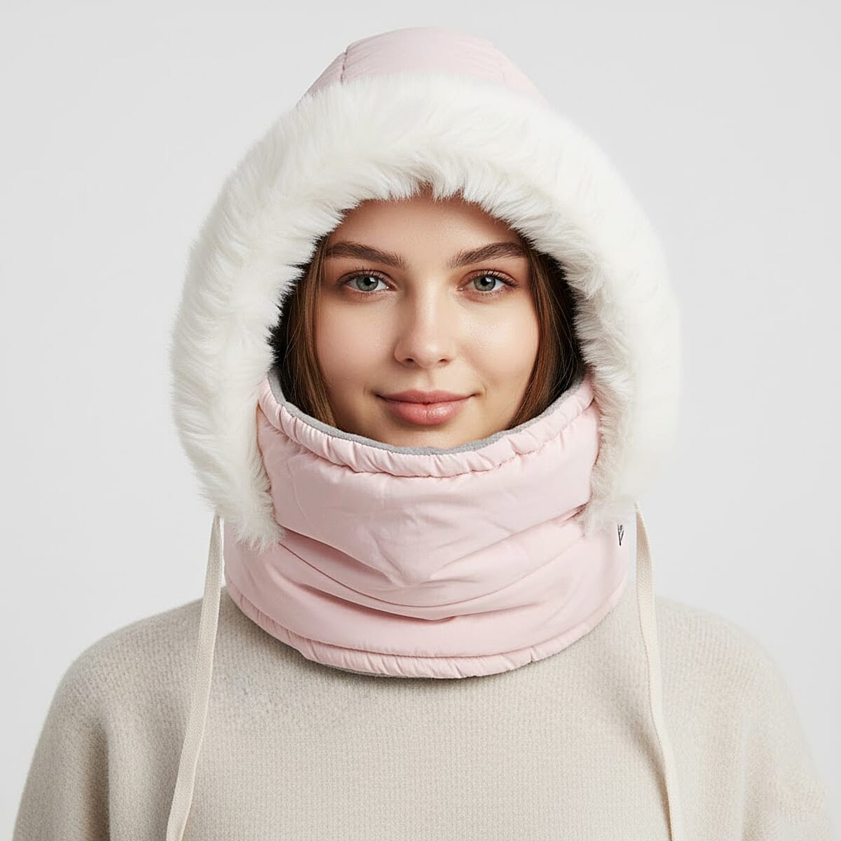Tamsy Pink Winter Hat with Face Mask  image number 1