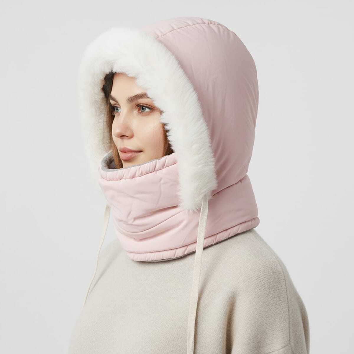 Tamsy Pink Winter Hat with Face Mask  image number 2