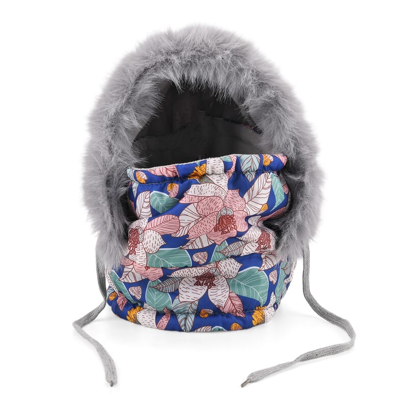 Tamsy Multi Color Floral Winter Hat with Face Mask