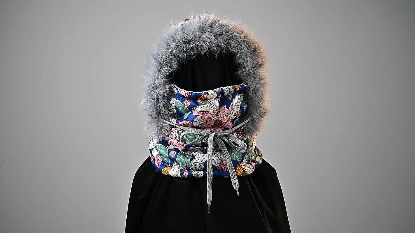 Tamsy Black Winter Hat with Face Mask (22.83"–23.62")