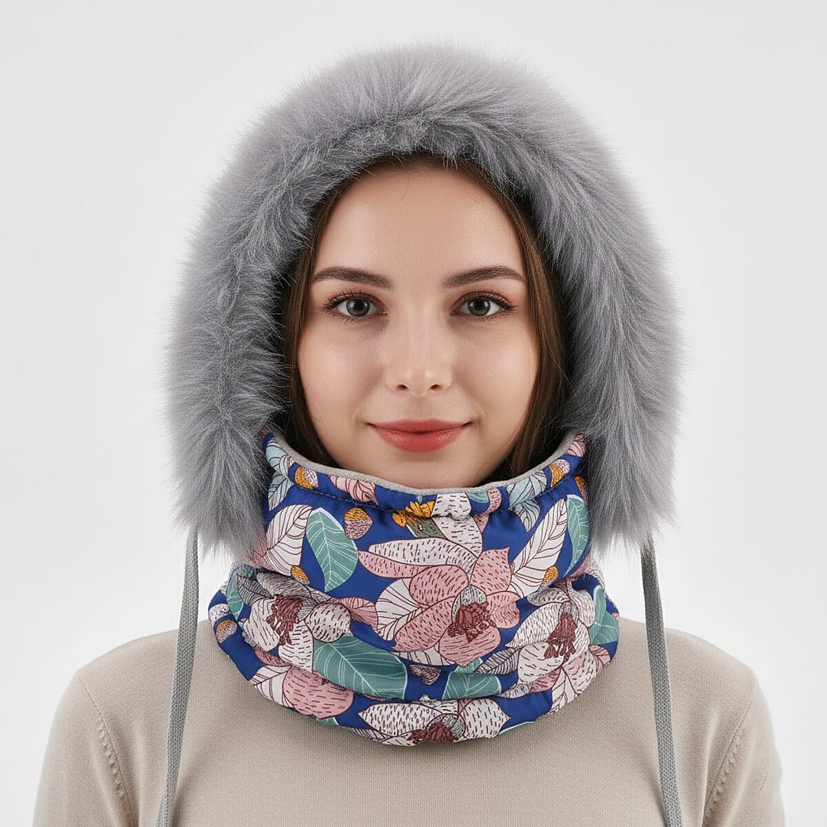 Tamsy Multi Color Floral Winter Hat with Face Mask  image number 1