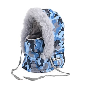 Tamsy Blue Camouflage Winter Hat with Face Mask 