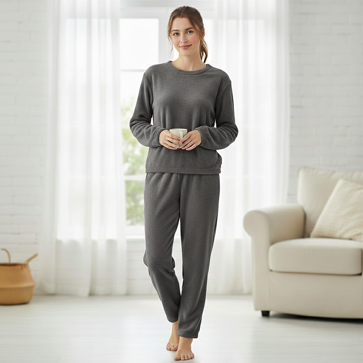 Doorbuster Tamsy Gray Pajama Set of Top and Bottom - One Size Fits Most image number 0