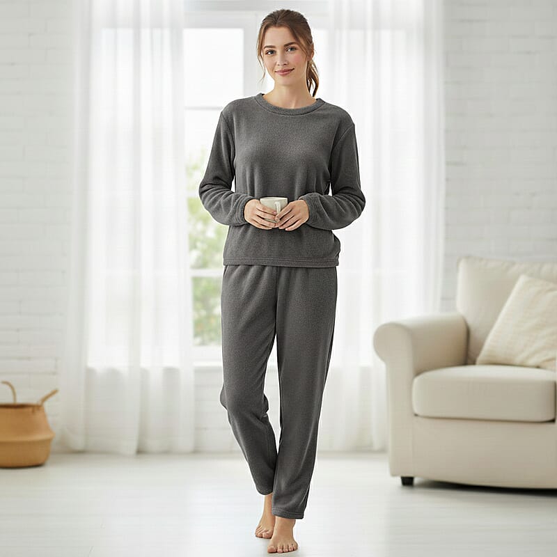 Tamsy Gray Pajama Set of Top and Bottom - One Size Fits Most