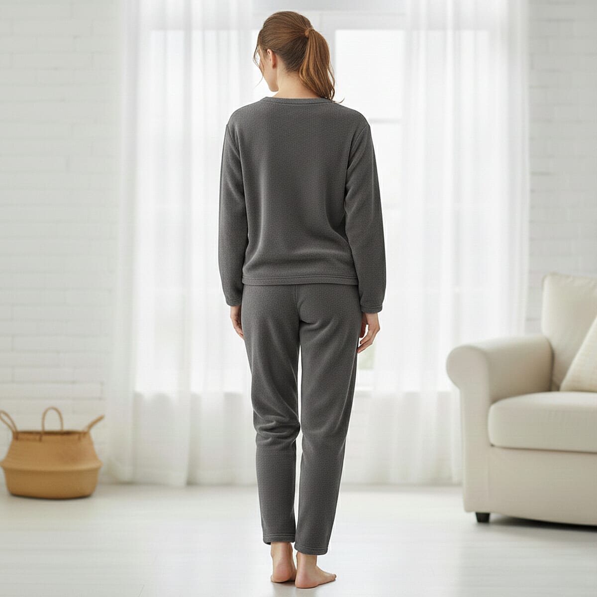 Doorbuster Tamsy Gray Pajama Set of Top and Bottom - One Size Fits Most image number 1