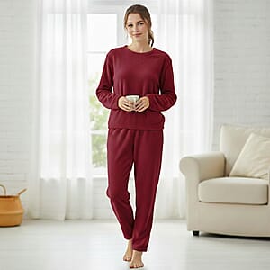 Doorbuster Tamsy Dark Wine Pajama Set of Top and Bottom - One Size Fits Most