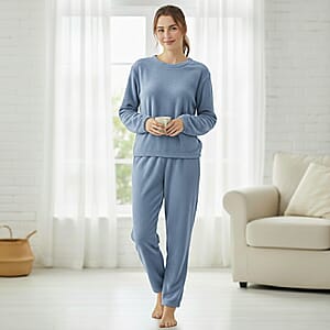  Tamsy Light Blue Pajama Set of Top and Bottom - One Size Fits Most