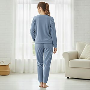  Tamsy Light Blue Pajama Set of Top and Bottom - One Size Fits Most