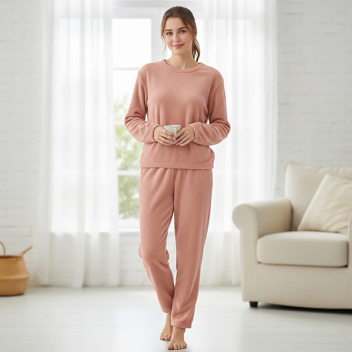 Doorbuster Tamsy Pink Pajama Set of Top and Bottom - One Size Fits Most image number 0