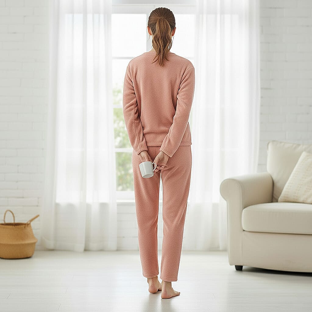 Tamsy Pink Pajama Set of Top and Bottom - One Size Fits Most