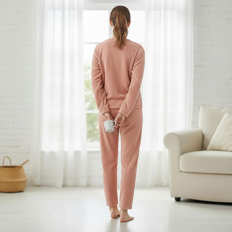 Tamsy Pink Pajama Set of Top and Bottom - One Size Fits Most