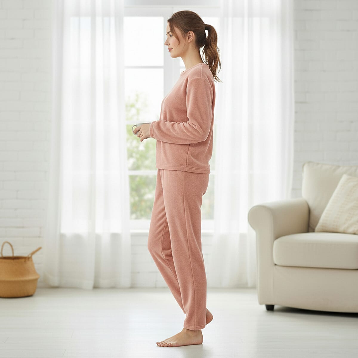 Doorbuster Tamsy Pink Pajama Set of Top and Bottom - One Size Fits Most image number 2