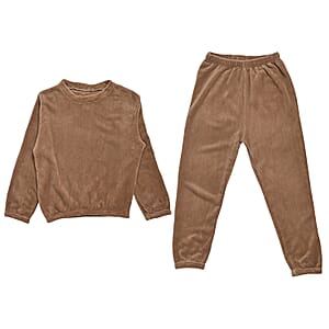  Tamsy Brown Pajama Set of Top and Bottom - One Size Fits Most