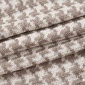 TAMSY Light Grey Houndstooth Knit Poncho with Fringe - One Size Fits Most