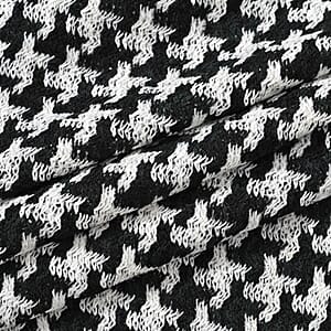 TAMSY Black Houndstooth Knit Poncho with Fringe - One Size Fits Most