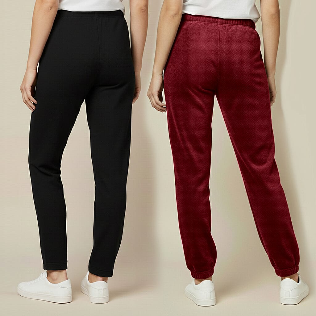 Tamsy Black and Red 2pcs Pajama Trousers - One Size Fits Most