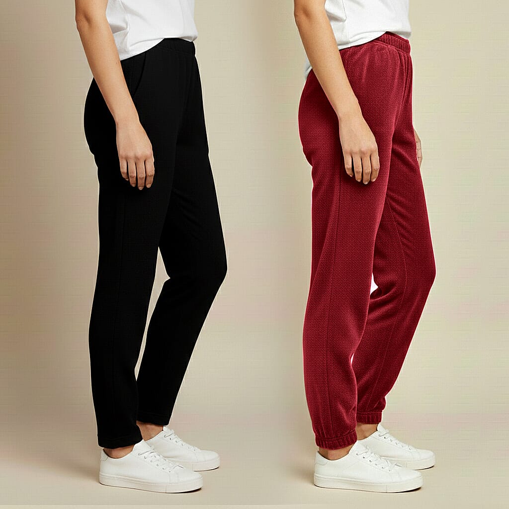 Tamsy Black and Red 2pcs Pajama Trousers - One Size Fits Most