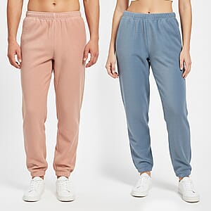 Tamsy Light Blue and Dusty Rose 2pcs Pajama Trousers - One Size Fits Most