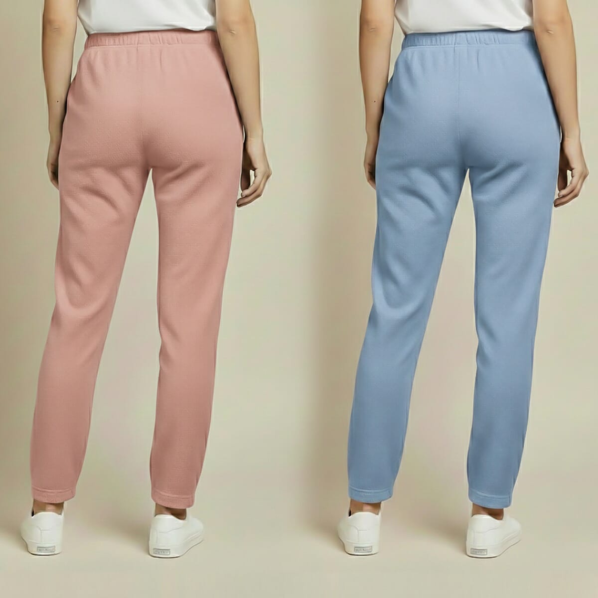 Tamsy Light Blue and Dusty Rose 2pcs Pajama Trousers - One Size Fits Most image number 1
