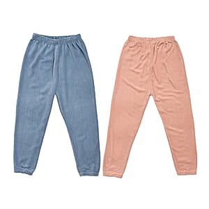 Tamsy Light Blue and Dusty Rose 2pcs Pajama Trousers - One Size Fits Most