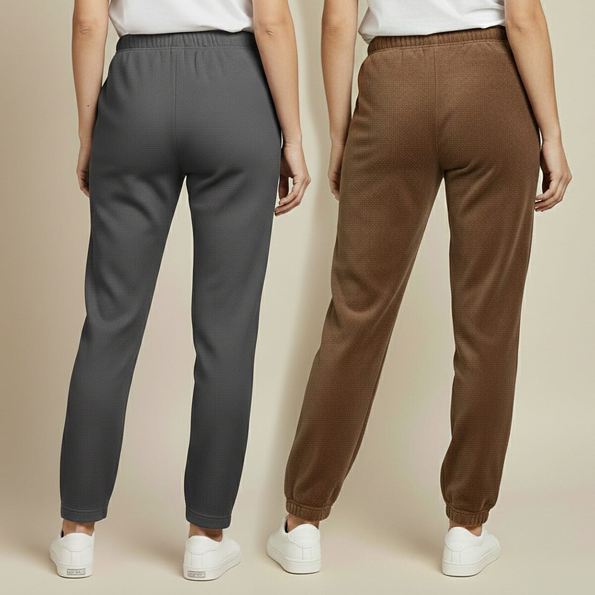 Tamsy Gray and Brown 2pcs Pajama Trousers - One Size Fits Most image number 1