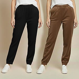 Tamsy Black and Brown 2pcs Pajama Trousers - One Size Fits Most
