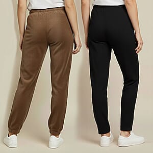 Tamsy Black and Brown 2pcs Pajama Trousers - One Size Fits Most