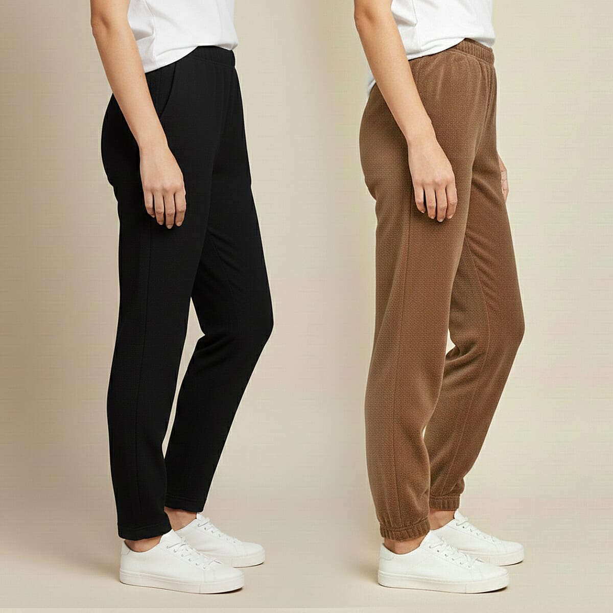 Tamsy Black and Brown 2pcs Pajama Trousers - One Size Fits Most image number 2